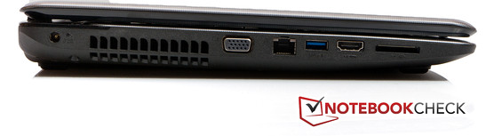Слева: Разъем для подключения питания, VGA, RJ45 (LAN), USB 3.0, HDMI, считыватель карт памяти