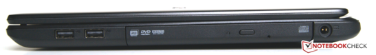 Справа: 2 порта USB 2.0, DVD-привод, разъем питания