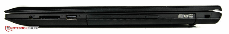 Справа: Аудио, картридер, USB 2.0, слот замка Kensington