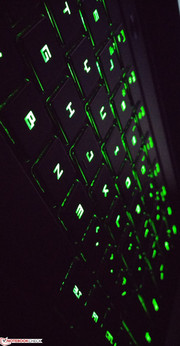 Подсветка клавиатуры тоже зеленая, ее яркость регулируется.
