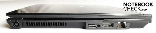 Слева: DC-in, USB, дисплей порт, Ethernet