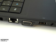 RJ45 (LAN) и VGA можно найти в середине левой грани ноутбука.
