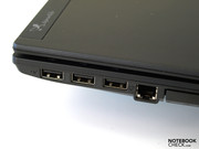 Три дополнительных USB 2.0 порта на правой стороне и интерфейс RJ-11 (модем).
