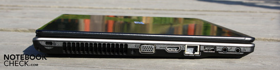 Слева: Разъем для замка Кенсингтона, VGA, HDMI, Ethernet, USB 2.0, Линейный выход/SPDIF, Микрофон