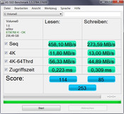 AS SSD Benchmark: 458/273 Мб/с Чтение/Запись