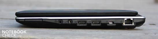 Справа: Кардридер, линейный выход/SPDIF, микрофон, 2 USB 2.0, Kensington, Ethernet RJ45