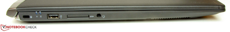 Слева: Kensington, USB 2.0, картридер, аудиовыход