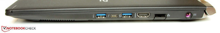 Справа: USB 3.0, Thunderbolt 3, USB 3.0, HDMI, Ethernet (10/100/1000 Мбит), коннектор питания