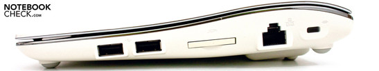 Справа: 2 x USB 2.0, считыватель карт памяти, RJ-45, разъем для замка Кенсингтона