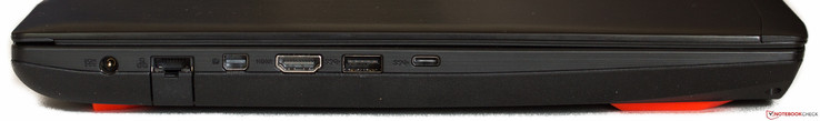 Слева: Коннектор зарядки, Ethernet, DisplayPort, HDMI 2.0, USB 3.0, USB 3.1 Gen2 Type-C