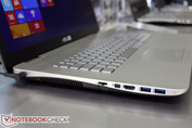 Asus N751 слева: Ethernet, mini-DisplayPort, HDMI, 2 порта USB 3.0