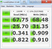 Crystal Disk Mark 68 Mб/с чтение/запись