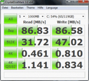 CrystalDiskMark 86 MB/s seq. read