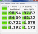 Crystal Disk Mark 3.0: чтение, 98 Мб/с