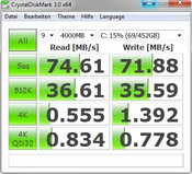 CrystalDiskMark 74/72 Mб/с чтение/запись