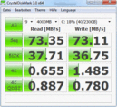 Crystal Disk Mark 3.0: 73 Mб/с Чтение/ Запись