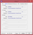 CPU-Z: информация о кэше