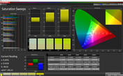 Тест CalMAN Saturation Sweeps (цветовое пространство: sRGB); режим дисплея: яркий