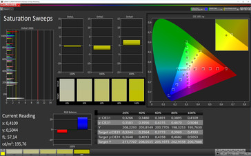 Тест CalMAN Saturation Sweeps (профиль: RGB; цветовое пространство: sRGB)