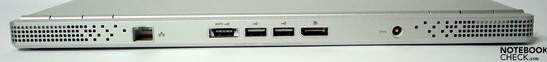 Сзади: Gigabit-LAN, комбинированный порт eSata/USB, 2 x USB, порт для дисплея, питание