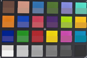 Снимок калибровочной таблицы ColorChecker Passport: Эталонный цвет - в нижней половине каждого цветового поля.
