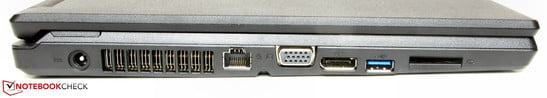 Слева: разъем питания, Ethernet, VGA, DisplayPort, USB 3.0, SD-картридер