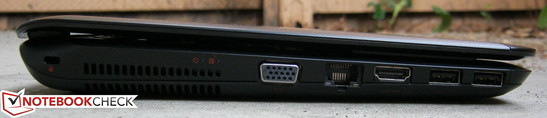 Слева: VGA, RJ-45 (Ethernet), HDMI, 2х USB 3.0