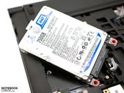The 750 GB HDD shows average performance.