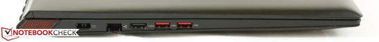 Слева: разъем питания, гигабитный Ethernet, HDMI, 2 порта USB 3.0