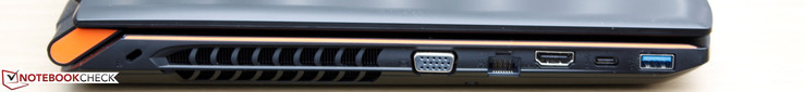 Слева: слот замка Kensington, VGA, Ethernet, HDMI, USB Type-C Gen. 2, 1x USB 3.0