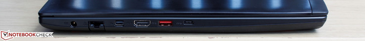 Слева: разъем адаптера питания, порт Gigabit Ethernet, порт Mini DisplayPort, порт HDMI, порт USB 3.0, порт USB 3.1 Type-C gen. 2