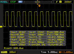 Типичная осцилограмма сигнала ШИМ, в данном случае это HP EliteBook 840 G3, частота 200 Гц