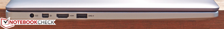 Слева: разъем питания, mini-DisplayPort/Thunderbolt, HDMI, USB 3.0 (Sleep-and-Charge)