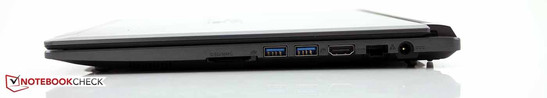 Справа: картридер, 2 порта USB 3.0, HDMI, Ethernet, разъем питания