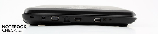 Слева: Kensington, AC, VGA, Ethernet, HDMI, USB 2.0, аудио