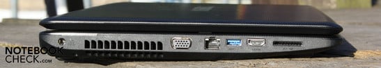 Слева: питание, VGA, Ethernet, USB 3.0, HDMI, картридер