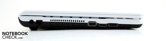 Слева: вход адаптера, LAN, VGA, HDMI, eSATA, ExpressCard34