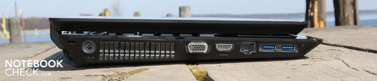 Слева: Power, VGA, HDMI, Ethernet, 2 x USB 3.0