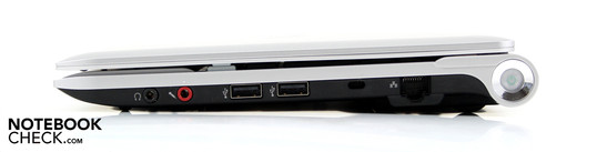 Справа: аудиовыход, 2 x USB 2.0, Kensington, Ethernet