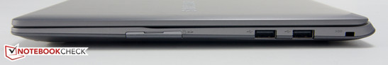 Справа: SD-кардридер, 2 порта USB 2.0, замок Kensington