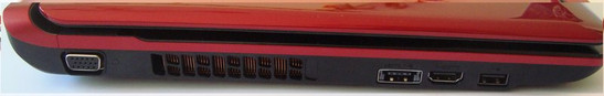 Слева: выход VGA, вентиляционное отверстие, комбинированный порт eSATA/USB, HDMI, USB