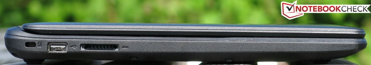 Слева: слот Kensington, USB 2.0, SD-картридер