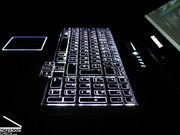 Клавиатура имеет подсветку, которая хорошо различима в темном окружении и мило смотрится при загрузке.