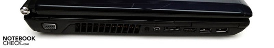 Левая сторона: VGA, Firewire, eSATA, HDMI, 2x USB