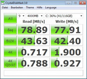 Crystal Disk Mark 78 Mб/с чтение/ запись