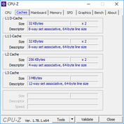 CPU-Z - сведения о кэш-памяти