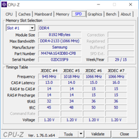 Тест CPU-Z (ОЗУ, содержимое чипа SPD)