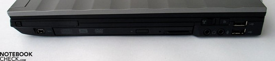 Правая сторона: ExpressCard, FireWire, DVD Drive, Audio Ports, 2x USB 2.0