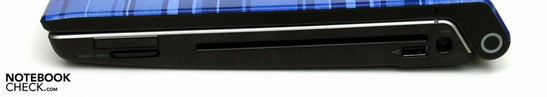 Правая панель: Картридер, ExpressCard 34, оптической привод, USB, разъем питания