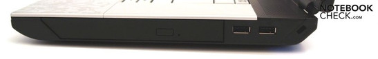 Правая грань: привод оптических дисков, 2x USB-2.0, Kensington